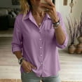 thumbnail image 2 of VBVC Women's Collared Button Down Shirt , Business Casual Work Blouse For Women , Ladies' Lightweight Long Sleeve Top with Pockets, Purple , S-2XL, 2 of 8