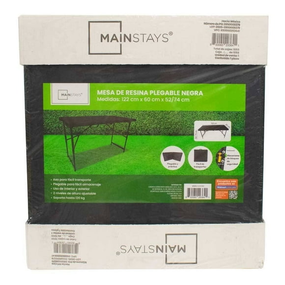 Mesa Plegable Mainstays 122 x 60 cm de Resina Negro