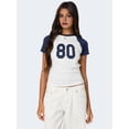 thumbnail image 4 of Gynyvoja Women Short Sleeve Jersey Crop Tops Y2k Graphic Tees Summer Teen Girls Crewneck Slim Fit T-Shirts M, 4 of 9