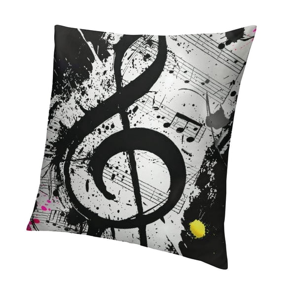 Patifu Music Note Throw Pillow Cover Ink Art Music Signs Square Decorative Throw Pillow Cushion Case for Home Couch Living Room Bed Sofa Car  Pillowcase 12x12in