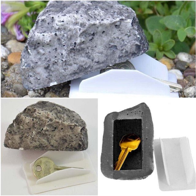 Hide-a-Spare-Key, roca falsa, se ve y se siente como piedra real, segura para jardín o patio al aire libre, Geocaching-paquete de 2 oso de fresa Electrónica