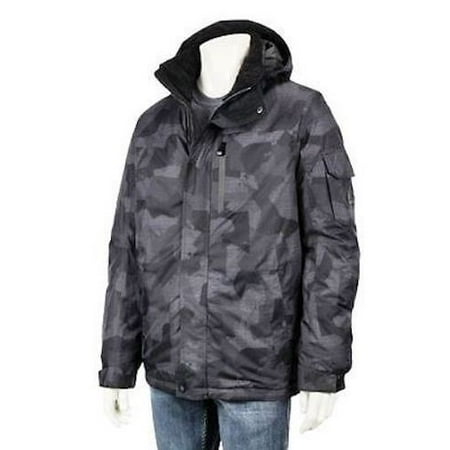 Ski Snowboarding Jacket - R-WAY Men's Snowboard Ski Jacket Coat w/ Beanie ZEROXPOSUR - Grey Tackle - Small