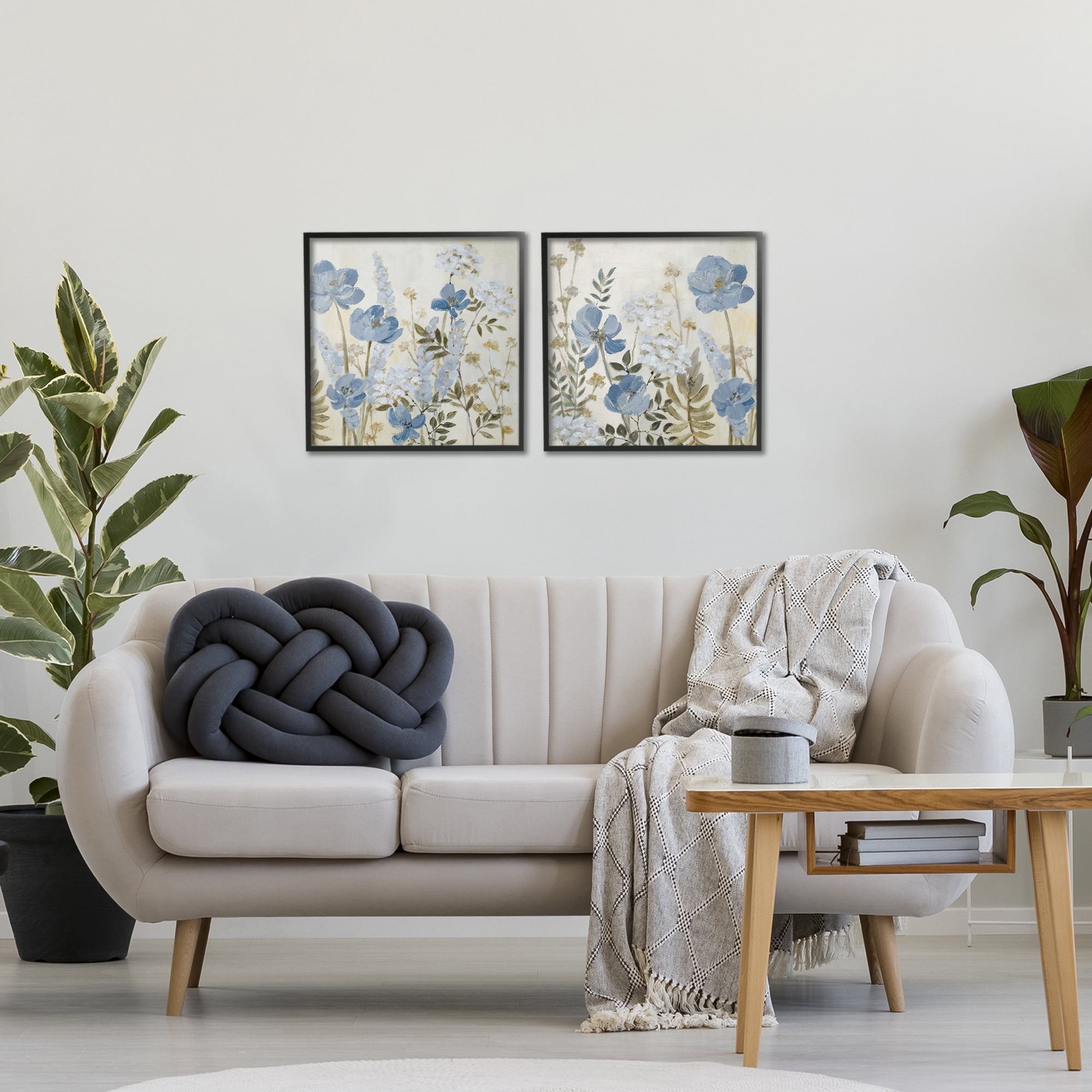 Stupell Industries Blue Peaceful Garden 2 Piece Black Framed Giclee Art Set, design by Lanie Loreth