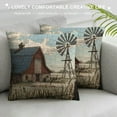 thumbnail image 3 of PRATYUS Farmhouse Decorative Pillow Case Farm Sketch Barn Fence Windmill Ranch Meadow Cloudscape Trees Throw Pillow Cover Home Decor Square Cushion Cover for Couch Bed Sofa 22x22in, 3 of 5