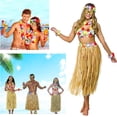 thumbnail image 5 of 12 Pack Hawaiian Luau Party Costume Kit, 2 Grass Skirts with Flower Leis, Headbands, Wristbands & Pineapple Sunglasses, Tropical Hula Outfit Accessories for Beach Party, Halloween, Carnival, 5 of 5