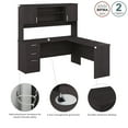 thumbnail image 3 of Bestar Ridgeley 65W L Shaped Desk with Hutch by . Charcoal Maple Merlot Finish, 3 of 7