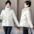 thumbnail image 2 of Lovskoo Womens Winter Coats Stand Collar Quilted Jacket Warm Pocket Long Sleeve Jacket Parkas Outerwear Cotton Padded Outerwear White, 2 of 5