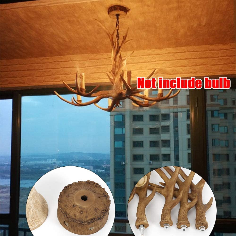 Miumaeov 6 Head Candle Antler Chandelier, Vintage Resin Deer Horn, Antler Chandeliers E12, Pendant Light Home Decoration