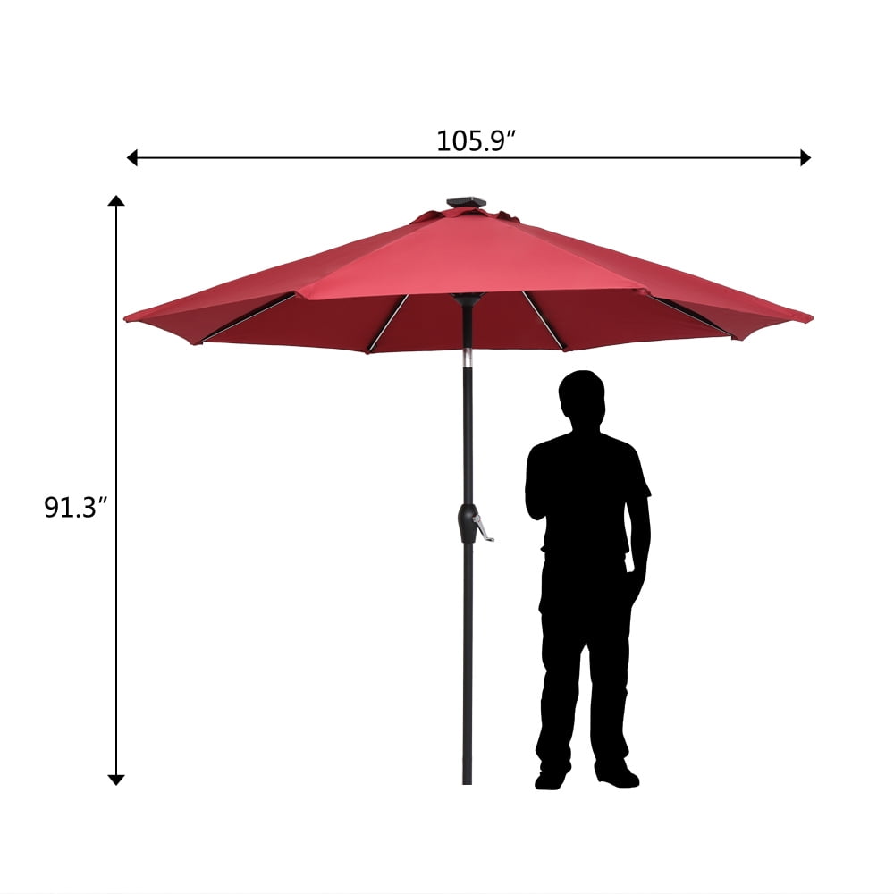 Kepooman 9FT Round Patio Umbrella, Outdoor Market Table Umbrella with Strip Light for Garden, Lawn, Backyard & Pool, Without Base, Wine Red Kepooman 9FT Round Patio Umbrella, Outdoor Market Table Umbrella with Strip Light for Garden, Lawn, Backyard & Pool, Without Base, Wine Red