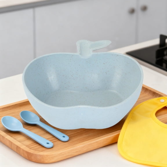 Anhility Apple Shape Dessert Bowls Wheat Straw Unbreakable Snack Bowls Ramekins Appetizer Bowls for Fruits Pudding Creme Cookies Charcuterie Ice Cream, 5.24"x5", Blue