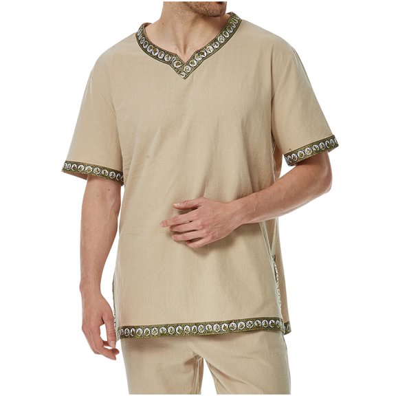 Guluxicc V Neck T-Shirt for Mens Casual Summer Short Sleeve Trendy Top