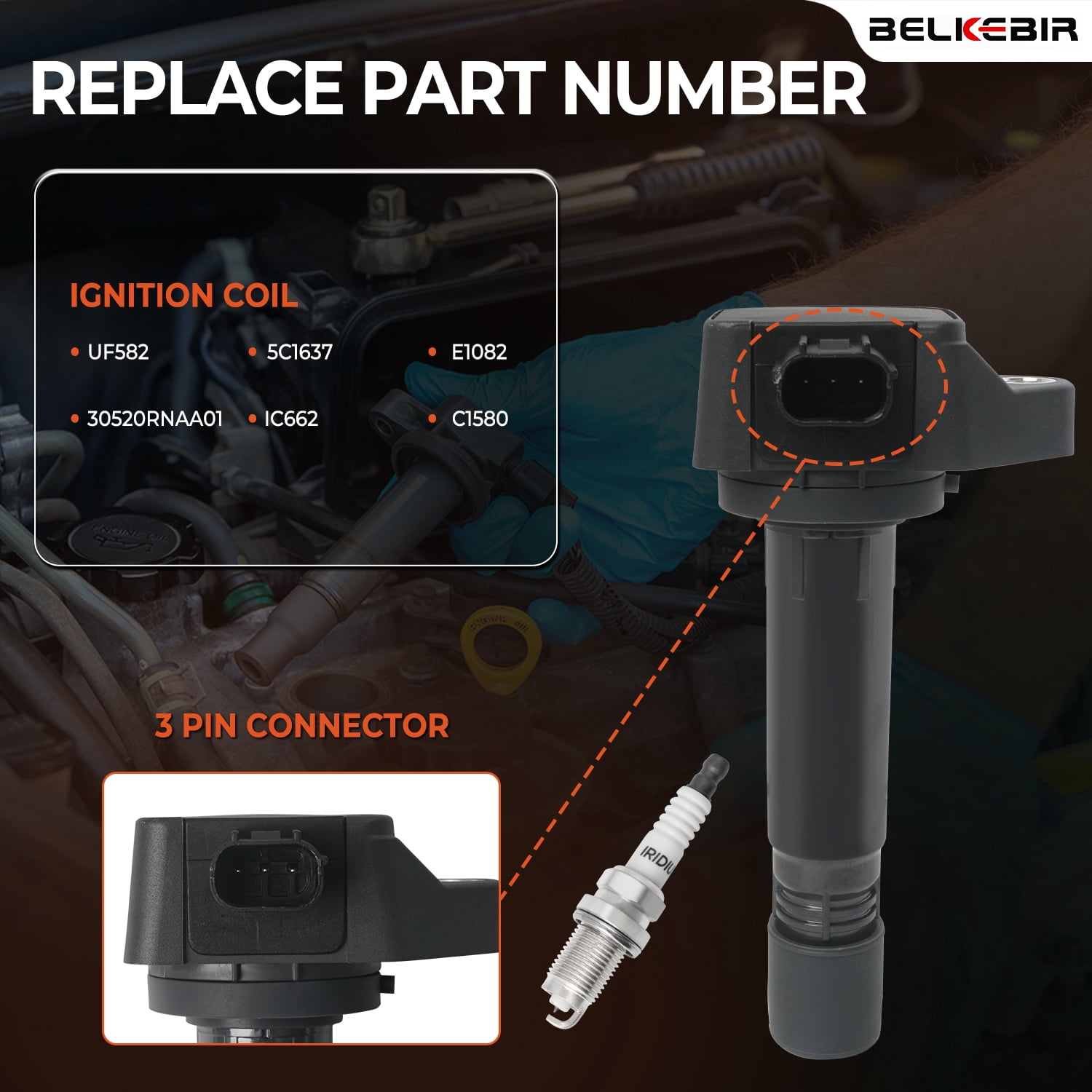 Set of 4 Ignition Coil Packs & Iridium Spark Plugs Compatible with 1.8L 2006 2007 2008 2009 2010 2011 Honda Civic 1.8L L4 Replace UF582, 5C1637, E1082, 30520RNAA01, IC662, C1580
