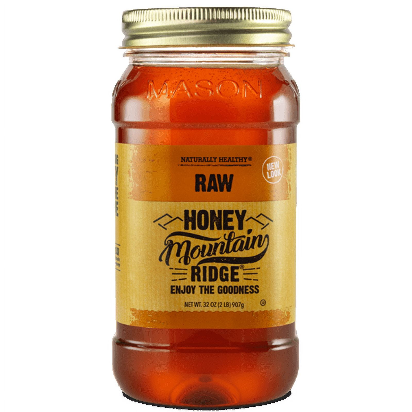Mountain Ridge 100% Raw Honey, 32 oz Plastic Jar