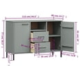 thumbnail image 4 of vidaXL Sideboard with Metal Legs Grey 113x40x77 cm Solid Wood OSLO, 4 of 5