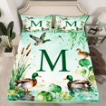 thumbnail image 2 of jejeloiu Cute Mallard Pattern Bed Sheets,Initial Letter M King Sheets For Men Women 4 Pieces, 2 of 7