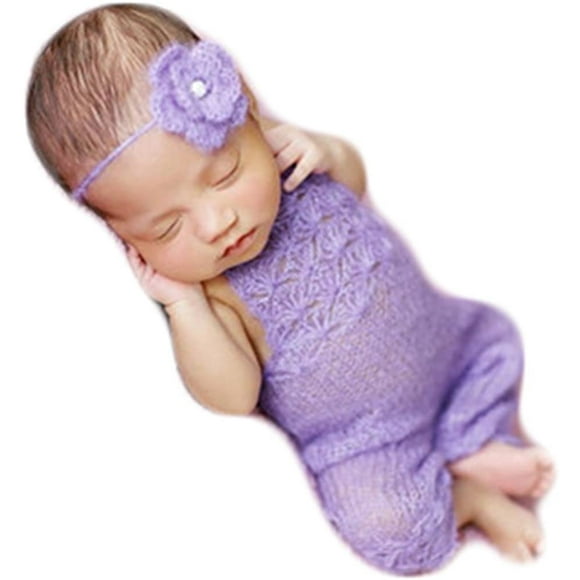 Baby Photography Props Boy Girl Photo Shoot Outfits Newborn Crochet Costume Infant Knitted Clothes Mohair Headdress Outfit
