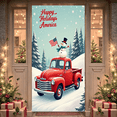 thumbnail image 4 of Classic Design Holiday Banner Red Truck America Flag Snowman for Winter Festival Seasonal Party Indoor Decoration, 4 of 7