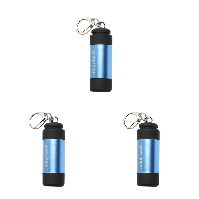 maskred LED Lumières Imperméable Poche Lampe de Poche Mini Porte-Clés USB Rechargeable Torche Bleu 3Set