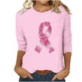thumbnail image 3 of DDAPJ pyju Pink Ribbon Shirts for Women Breast Cancer Awareness T-Shirt Inspirational Breast Cancer 3/4 Sleeve Blouse Tops Ofertas de la semana Pink S, 3 of 5