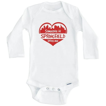 

Someone in Springfield Loves Me Springfield Illinois Skyline Heart One Piece Baby Bodysuit (Long Sleeve) 6-9 Months White