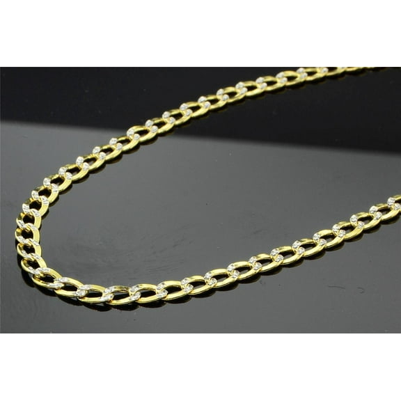 Real 10K Yellow Gold Unisex Diamond Cut Curb Cuban Chain 3.50mm Necklace 26 Inch