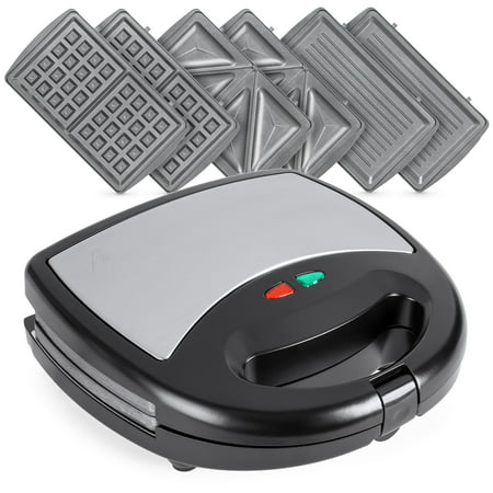 Best Choice Products 3-in-1 750W Dishwasher Safe Non-Stick Stainless Steel Electric Sandwich Waffle Panini Maker Press with 3 Interchangeable Grill Plates, Auto Shut Down, LED Indicator Light, (Best Cheese Plate Nyc)