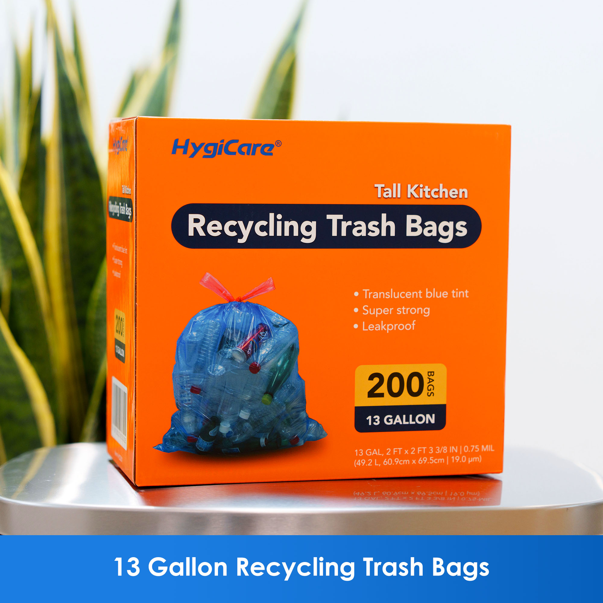 HygiCare Recycling Trash Bags, 13 Gallon, 200 Count photo 2