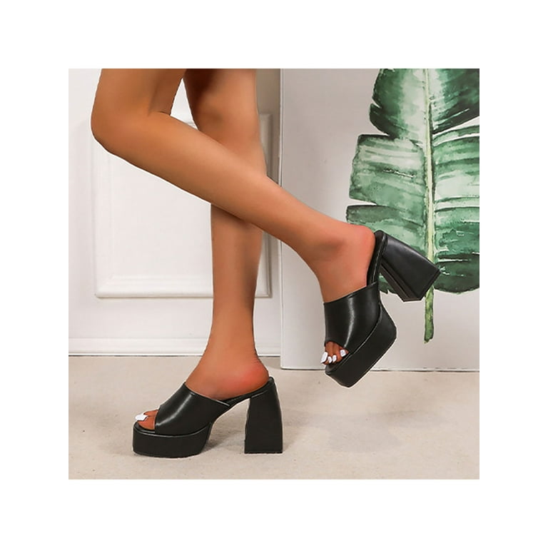 New Trend Irregular High Square Heel High-Heeled Slippers Women's