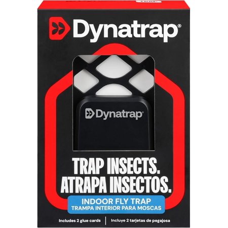 Dynatrap DT3007 Indoor Plug-in Fly Trap for Flies, Fruit Flies, Moths, Gnats, and Other Flying Insects - 1 Black Device + 2 Glue Cards