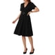 thumbnail image 4 of INSPIRE CHIC Vestido de Negocios A-Line Elegante de Manga Corta con Escote en V para Mujeres S Negro, 4 of 6