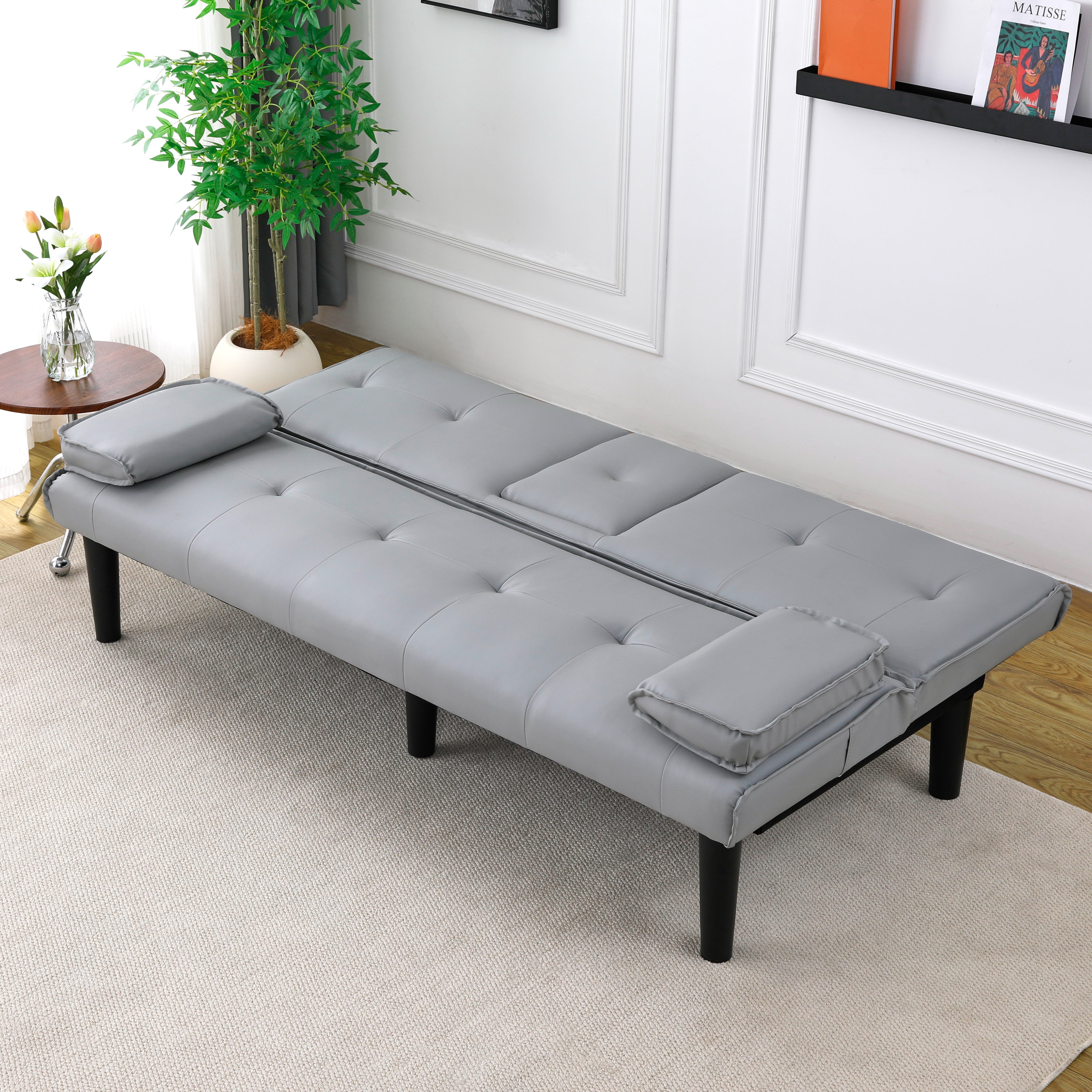Euroco 67'' Convertible Sofa Bed with Cup Holder, Modern Sleeper Couch for Living Room, Apartment, or Office