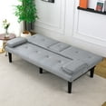 thumbnail image 6 of Gewnee 67 Inch Futon Sofa Bed,PVC Loveset Sofa with Cup Holder,Modern Sleeper Couch Bed for Apartment/Dorm/Small Office.Light Grey, 6 of 12
