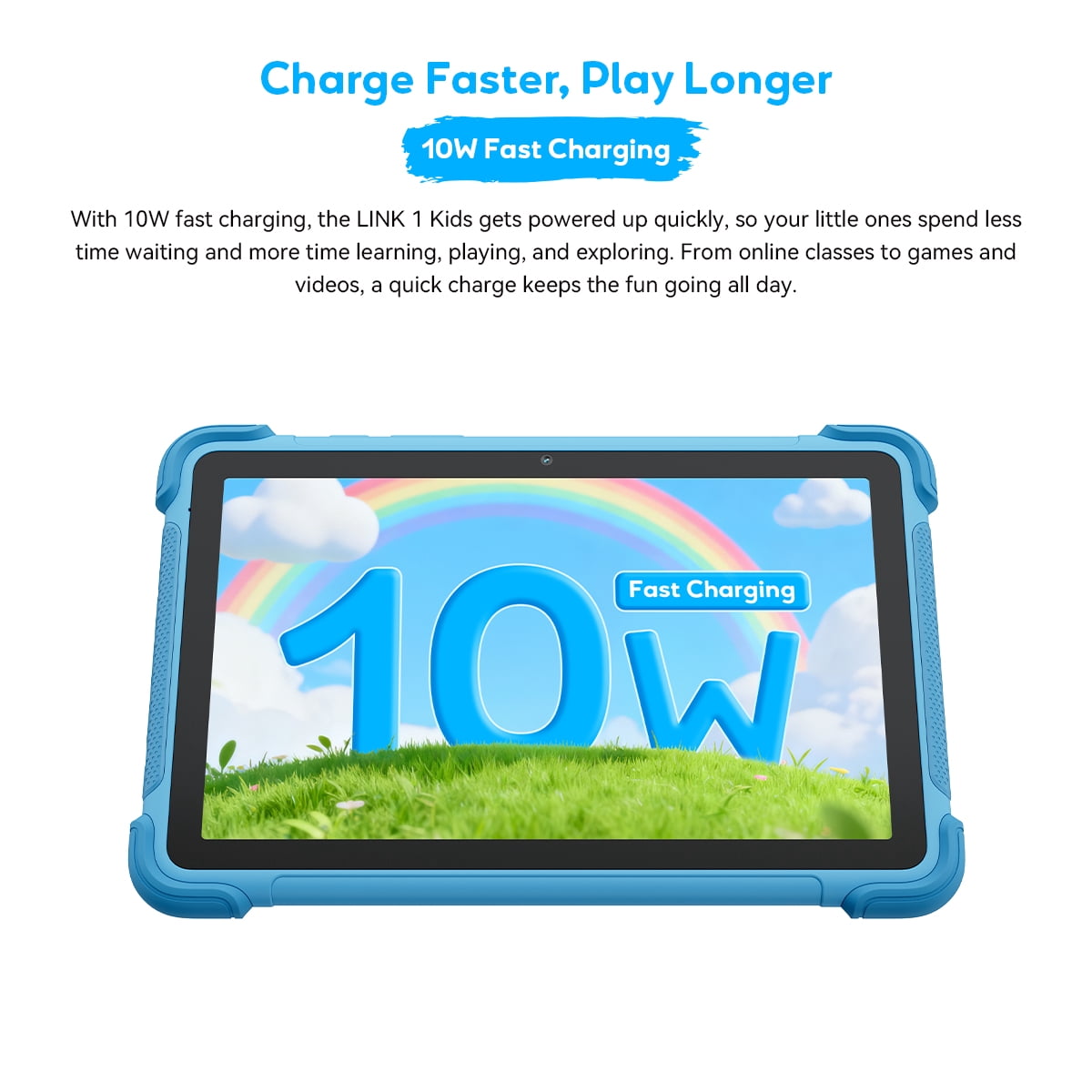 Blackview Link 1 Kids, Android 16 AI Children Tablet, 12GB+64GB(2TB External), 3 AI Smart Assistance, 8.68'' HD+ Screen, 5MP+8MP Camera, Google Kids Space+Parental Control, Dual BOX Speakers Blue
