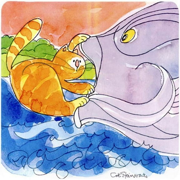 Cat And The Big Fish Foam Coasters - Set 4