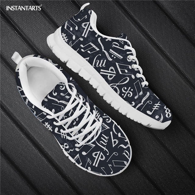 Chaussures Décontractées Motifs Notes de Musique Mignonnes pour Femmes 2021 Chaussures Plates Marque Designer Lacets Espadrilles Chaussures Filles Extérieur