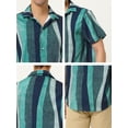 thumbnail image 6 of Lars Amadeus Men's Short Sleeve Button Down Stripes Color Block Printed Shirts, 6 of 6