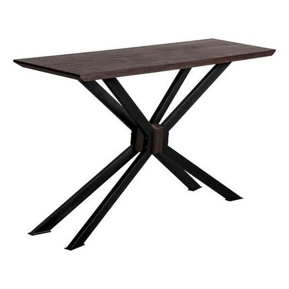 Allora Modern Wood Console Table in Brushed Coffee Bean Brown/Natural Black