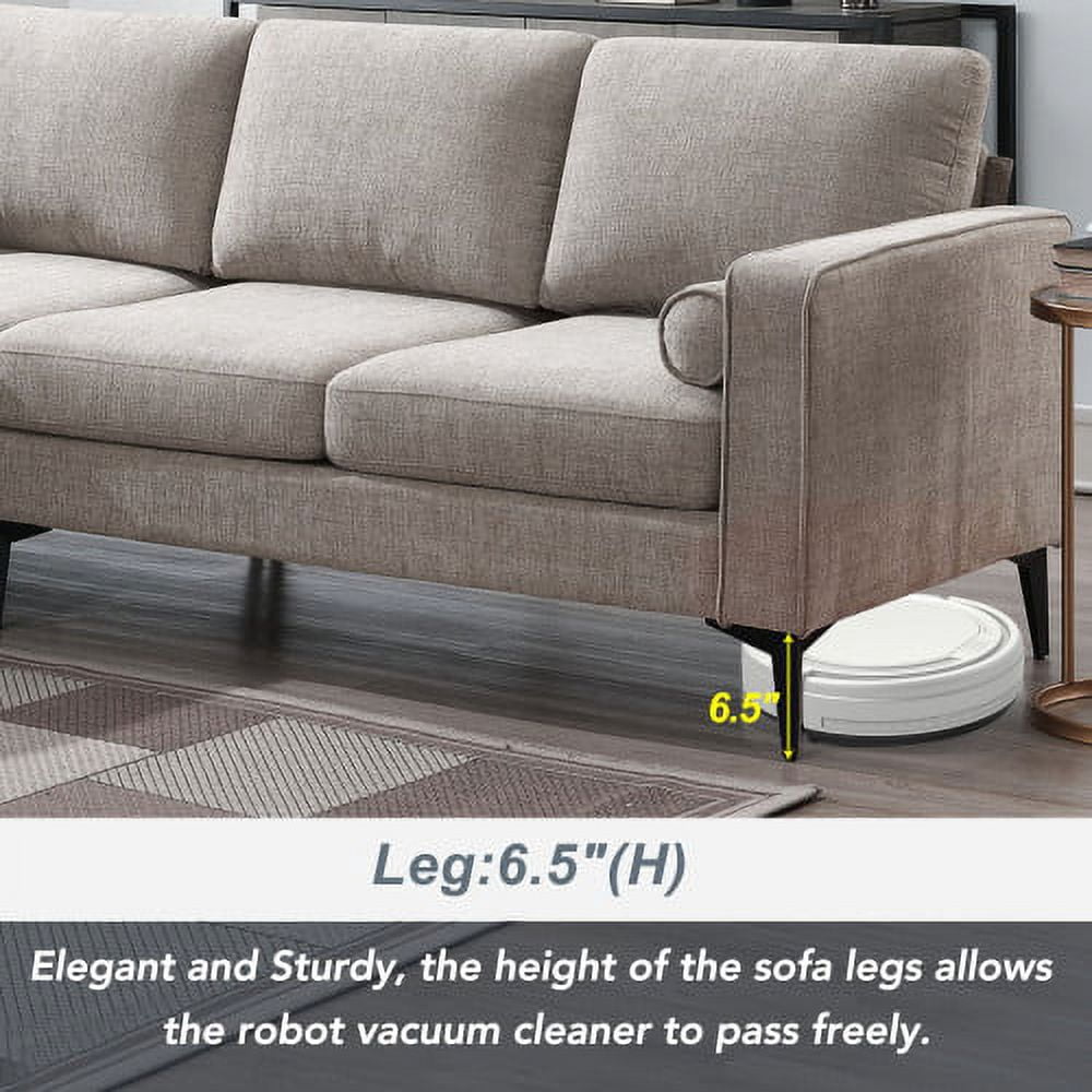 Leumius Convertible Sectional Sofa,Modern L-Shape Couch 3-Seat Sofa with Reversible Chaise,Camel