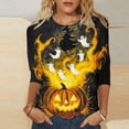 thumbnail image 2 of SBYOJLPB 3/4 Sleeve Tops for Women Halloween Printed Crew Neck Pullover Top, 2 of 5