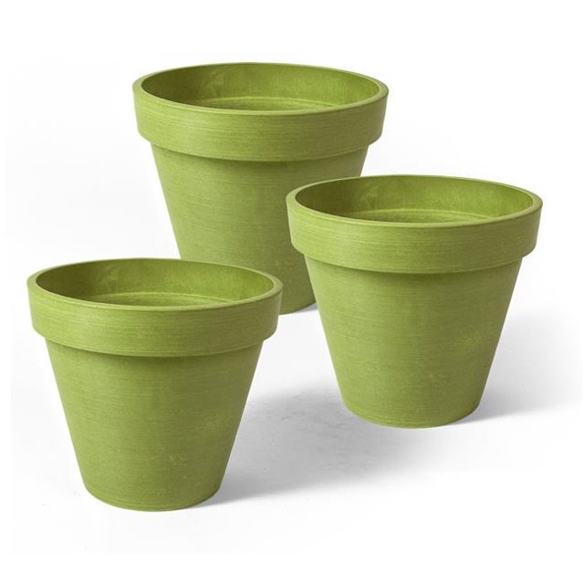 Algreen 18931 4 x 4,25 x 4,25 Po Jardinière à Bandes Rondes&44; Vert - Pack de 3