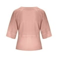thumbnail image 5 of USSUMA Loose Fit Short Summer Tops for Women 2022 Trendy Solid Color Womens Tunic Tops Crewneck Basic Shirts Tees 3/4 Sleeve Dressy Blouses for Women, 5 of 5