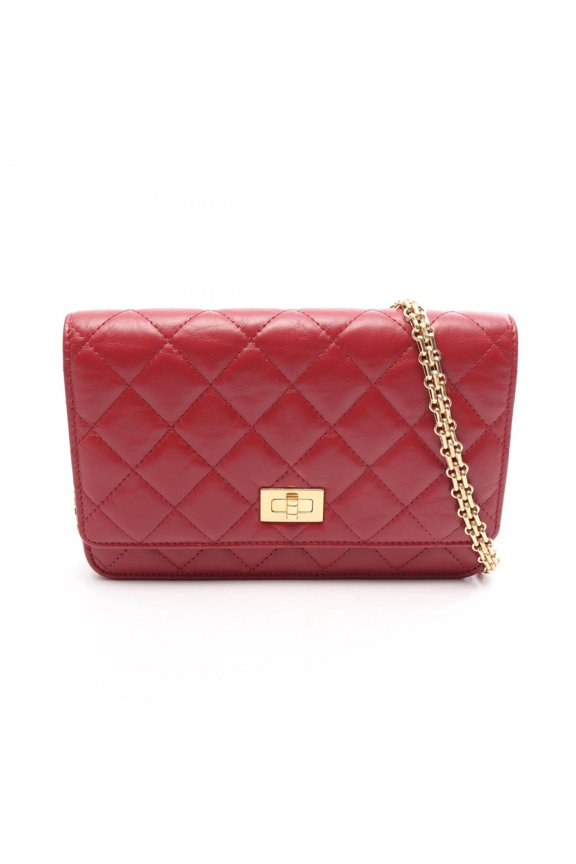 Pre-Owned Chanel 2.55 Matelass Shoulder Bag/Handbag, Calfskin Leather, Women's, Red