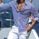 thumbnail image 1 of Camisa estampada a rayas para hombre, camisa de manga larga, patrón monocromático de alta definición, informal, de negocios, moda de verano, 6XL, 1 of 6