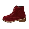 thumbnail image 2 of JUSLIO Womens Winter Boots,Mid Heel Martin Boots Fashion Round Toe Winter Fall Solid Color Casual Dress Boots Lace Up Boots, 2 of 5