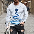 thumbnail image 2 of UVEASISHA Soldes de Liquidation T-Shirts de Noël pour Hommes Grands et Forts Manches Longues Col Rond Chandail Tops Fête de Noël T-Shirt Extensible Ajusté Musculation Blanc 5TG, 2 of 5