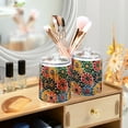 thumbnail image 3 of Yayeee 2 Pack Qtip Holder Bathroom Cotton Swab Canister with Lid Clear Dispenser Set, Dark Floral, 3 of 6