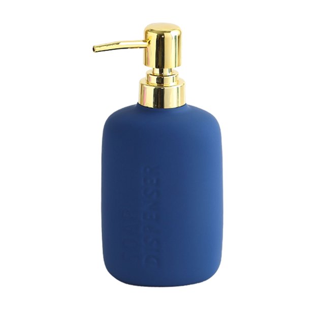 Qeeadeea Porcelain Soap Dispenser With Pump, Refillable Lotion Dispenser For Bathroom, Ceramic Shampoo Dispenser For Shower-Blue 2-500ml/17.6oz