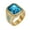 Gold Lake Blue, variant on Men's Women's Stainless Steel Creative Hip Hop Vintage Big Cubic Zirconia Ring Gold Lake Blue Size 11