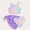 Purple, variant on RTKFRFLM Girls Metallic Swimwear Set 3-Piece Shiny Graphic Bikini and Top Purple 5-6 Years