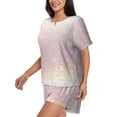 thumbnail image 3 of Womens Pajama Sets With Pocket, Glitter Light Pearl Lounge Sets Short Sleeve Sleepwear PJ Sets for Women, 3 of 6